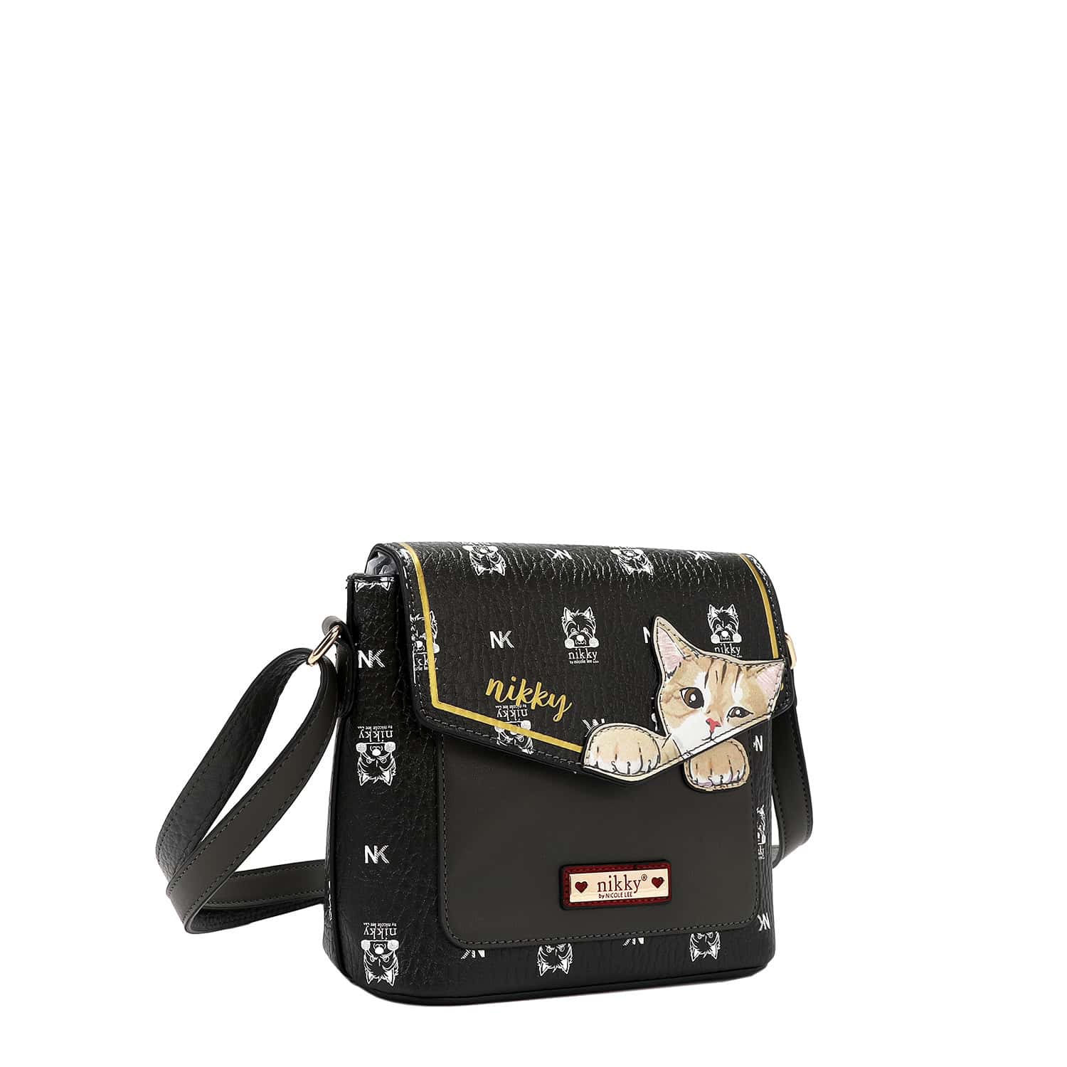 NK12832-NIKKY FINDS MEOW BLACK- MEDIUM-FRONT ANGLE